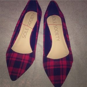 Sole Society Buffalo Plaid Kitten Heels
